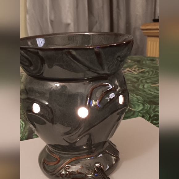 Scentsy Apollo Full Size Warmer Teal Blue Gray Retired With Light Blub - Picture 3 of 7